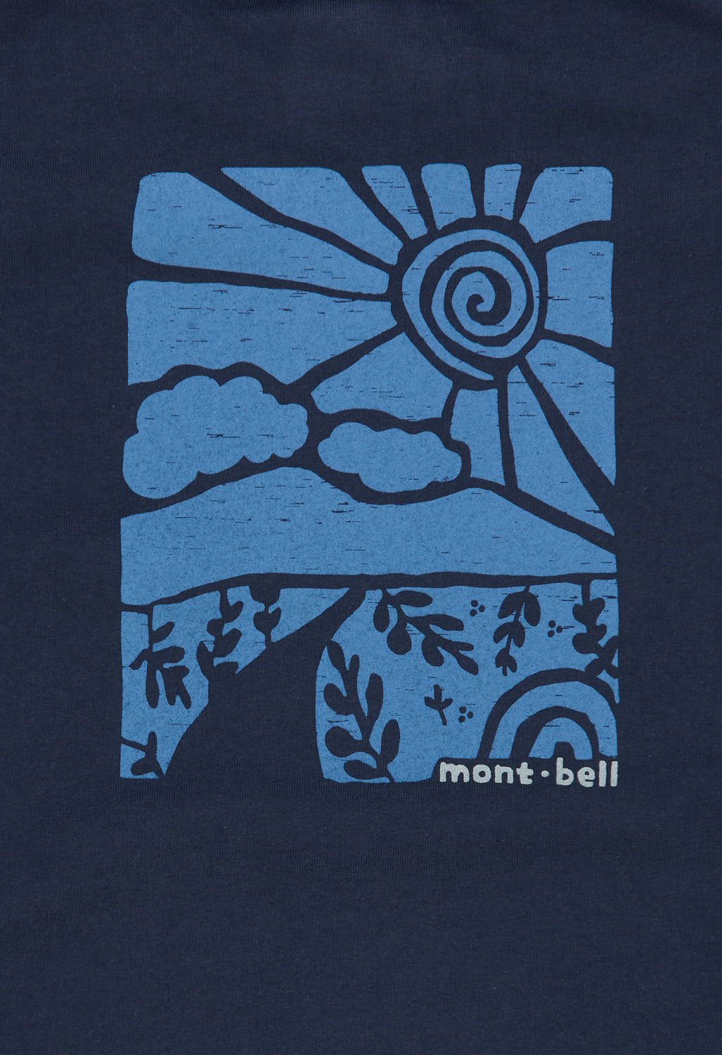 Montbell Men's Pear Skin Cotton Long Sleeve Road To The Mountains T-Shirt - Navy